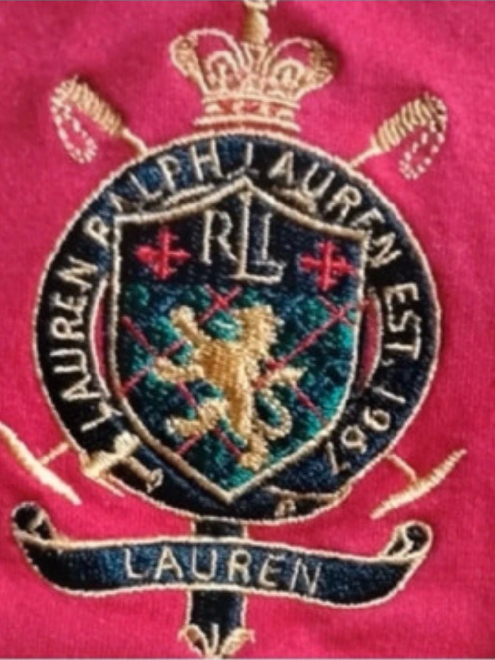 Vintage Lauren Ralph Lauren Signature Crest Red 3/4 Sleeve Polo Top XL - Picture 3 of 4